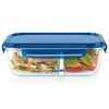 Pyrex Pyrex® MealBox™ 5.8-cup Divided Glass Food Storage Container with Blue Lid