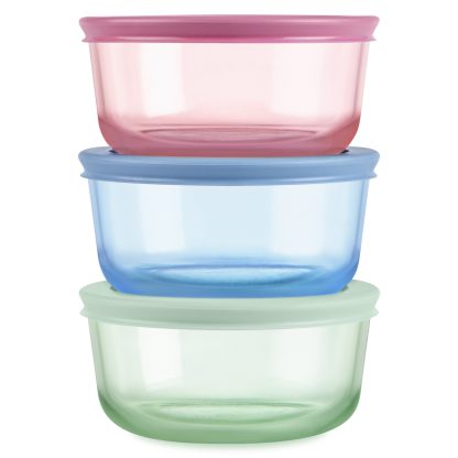 Pyrex Pyrex® Simply Store® Tinted Glass 2-cup Round Storage Containers, 6-pc Set, Mixed Colors